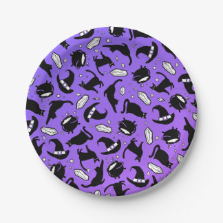 Katzen, Kristalle und Kessel - Papierplatte Pappteller