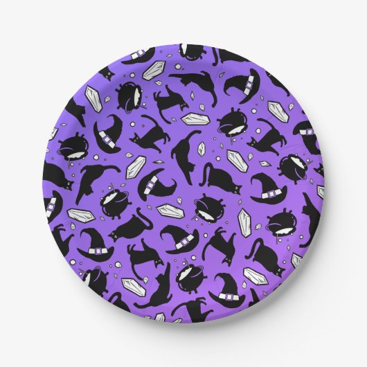 Katzen, Kristalle und Kessel - Papierplatte Pappteller (Vorderseite)