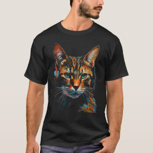 Katzen Kunst Musik Kopfhörer Buntes Tier Katze T-Shirt