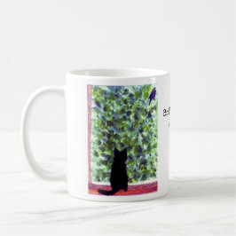 Katzen-Kunst-schwarze Katzen-Vogelbeobachtung! Kaffeetasse