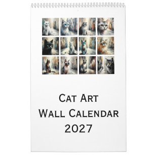 Katzen-Kunst-Wandkalender 2027 Kalender