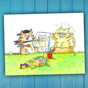 Katzen Kunststudent Postkarte