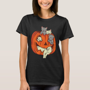 Katzen-Kürbis geschnitzt Jack O Lantern Katze Hall T-Shirt