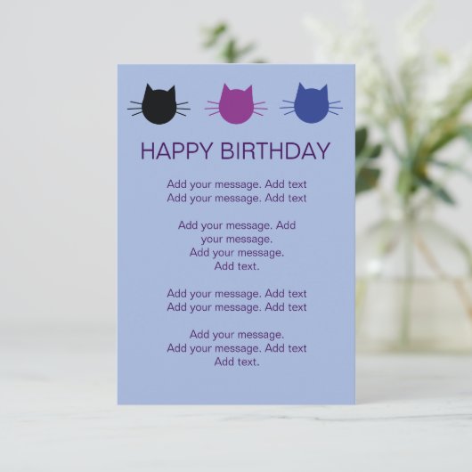 Katzen-laden mehrfarbiges Kindergeburtstag-Party Einladung (Stehend Vorderseite)