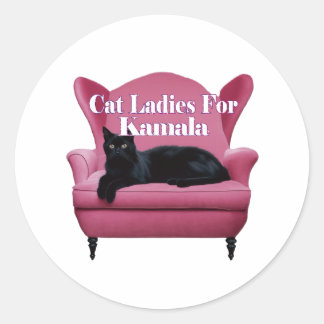 Katzen Ladys für Kamala. Runder Aufkleber