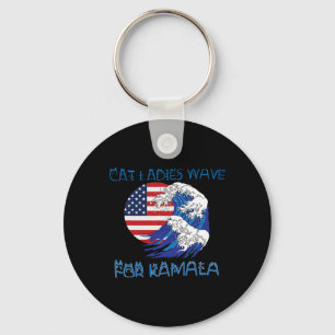 Katzen Ladys Wave for Kamala Harris Outfit for Sup Schlüsselanhänger
