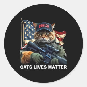 Katzen leben Präsident politisch für Vance Trump 2 Runder Aufkleber