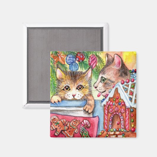 Katzen & Lebkuchen Cookies Magnet (Vorderseite/Rückseite)