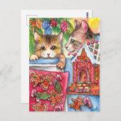 Katzen & Lebkuchen Cookies Postkarte (Vorne/Hinten)