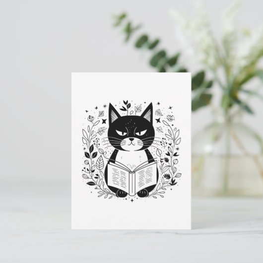 Katzen-Lesebuch Postkarte (Stehend Vorderseite)
