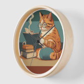 Katzen lesen Buch und trinken Kaffee Espresso Uhr (Winkel)