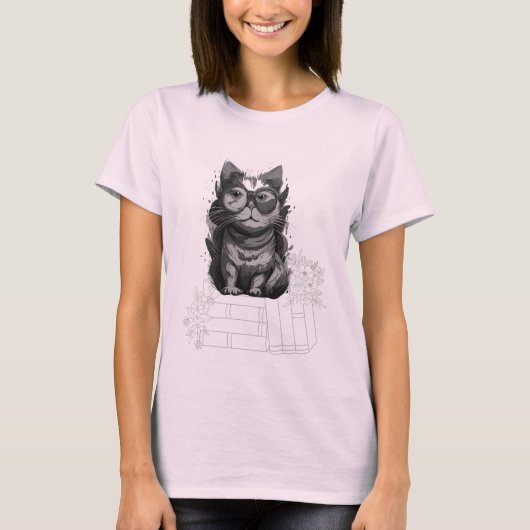 Katzen lesen Bücher auf Ihrem T - Shirt (Vorderseite)
