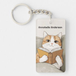 Katzen lesen eines Buches personalisieren Schlüsselanhänger