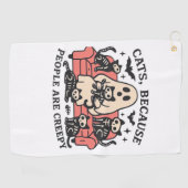 Katzen Leute sind gruselig Skelett Halloween T-Shi Golfhandtuch (Horizontal)