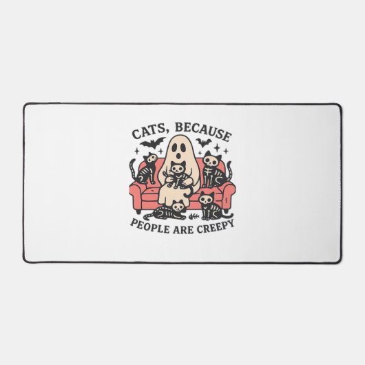 Katzen Leute sind gruselig Skelett Halloween T-Shi Schreibtischunterlage (Vorderseite)