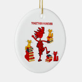 Katzen Liebe Bücher Keramik Ornament (Rechts)