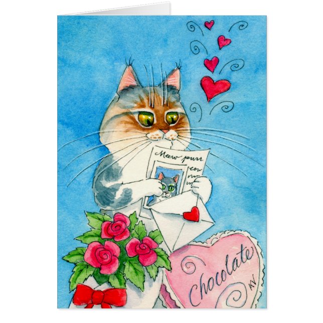 Katzen-Liebe-Buchstabe-Karte (Vorne)