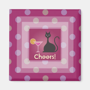 Katzen-Liebe-Cocktail-Rosa jubelt Magnet