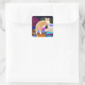 Katzen Liebe Saubere Wäsche Quadratischer Aufkleber (Tasche)