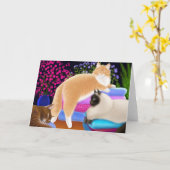 Katzen-Liebe-saubere Wäscherei-Karte Karte (Gelbe Blume)