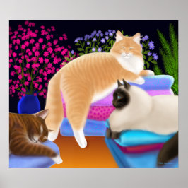 Katzen Liebe Sauberes Waschplakat Poster