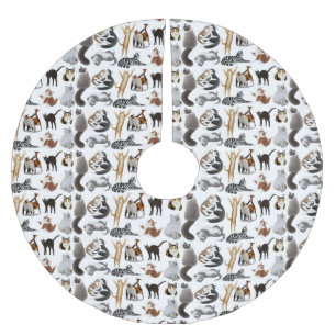 Katzen-Liebe-Weihnachtsbaum-Rock Polyester Weihnachtsbaumdecke