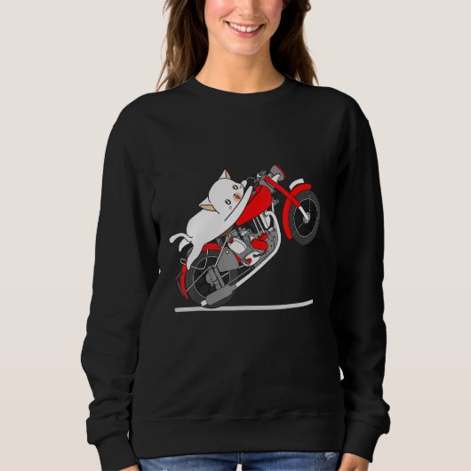 Katzen Lieben fahren Motorrad Sweatshirt (Vorderseite)