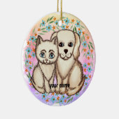 Katzen Lieben Hunde-Zierde Keramik Ornament (Rechts)