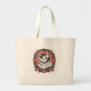 Katzen lieben Kunstdesign   Katzenliebhaber Design Jumbo Stoffbeutel