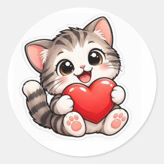 Katzen lieben runder aufkleber