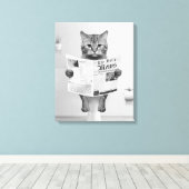 Katzen Liebhaber des Badens Mauer Kunst, Schwarz u Leinwanddruck (Insitu (Holzboden))