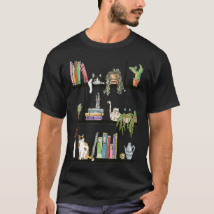 Katzen liegen auf floralem Bücherregal Buch Kätzch T-Shirt