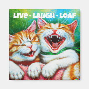 Katzen   Live Laugh Loaf Funny 2 Zoll Square Kühls Magnet