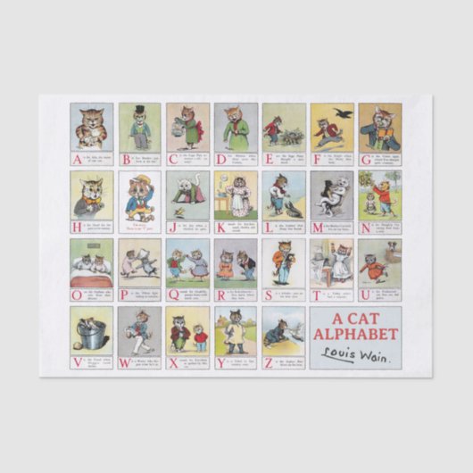 Katzen, Louis Wain (Farbwechsel im Hintergrund mög Seidenpapier (Vorderseite)