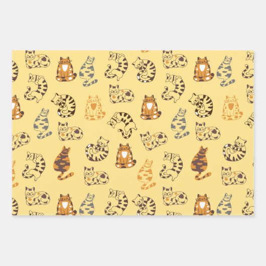Katzen Loungen Wrapping Paper Set Geschenkpapier Set (Vorderseite)