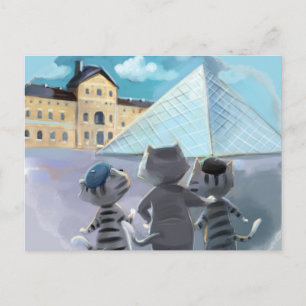 Katzen Louvre Paris - Postkarte