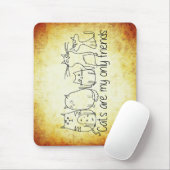 Katzen lustige Freunde Cartoon weiß braun Mousepad (Mit Mouse)