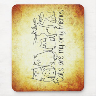 Katzen lustige Freunde Cartoon weiß braun Mousepad