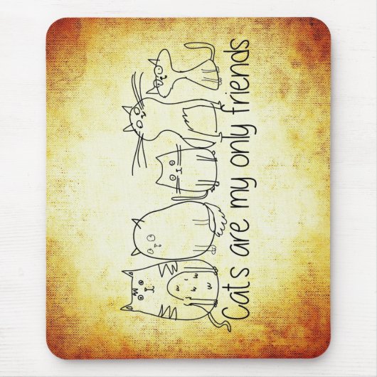 Katzen lustige Freunde Cartoon weiß braun Mousepad (Vorne)