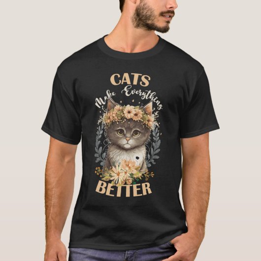 Katzen machen alles besser Blume Kröten Q T-Shirt (Vorderseite)