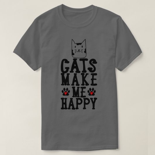 Katzen machen mich glücklich1 T-Shirt (Design vorne)