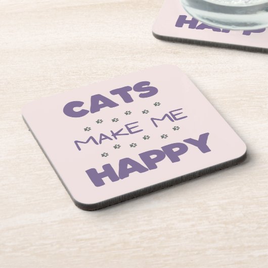 Katzen machen mich glücklich Hard Plastic Unterset Getränkeuntersetzer (Linke Seite)