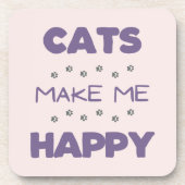 Katzen machen mich glücklich Hard Plastic Unterset Getränkeuntersetzer (Vorderseite)