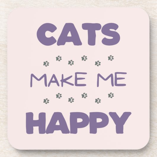 Katzen machen mich glücklich Hard Plastic Unterset Getränkeuntersetzer (Vorderseite)