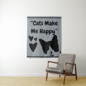 Katzen machen mich glücklich Medium (50" x 60") Ta Wandteppich (Beispiel)