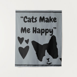 Katzen machen mich glücklich Medium (50" x 60") Ta Wandteppich