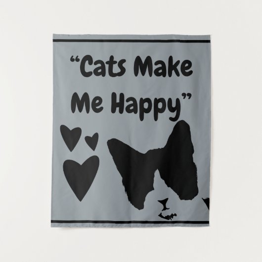 Katzen machen mich glücklich Medium (50" x 60") Ta Wandteppich (Vorderseite)