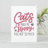 Katzen machen mich glücklich, nicht so sehr. dankeskarte (Stehend Vorderseite)