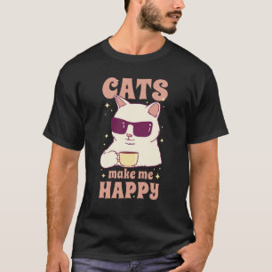 Katzen machen mich glücklich, süße Katzen-Zitat-Ku T-Shirt