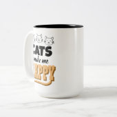 Katzen machen mich glücklich zweifarbige tasse (Vorderseite Links)